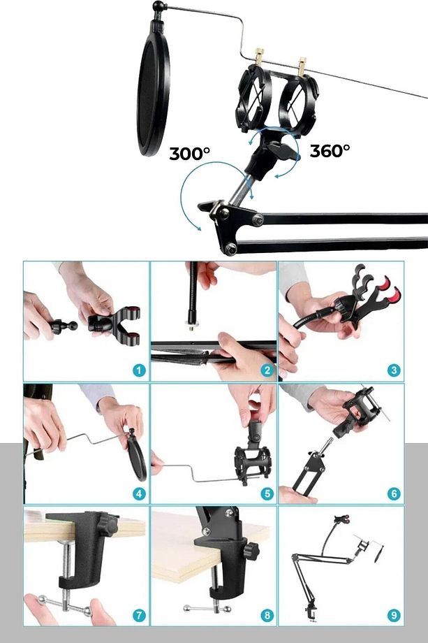 Set-01 - Mikrofon Standı + Shock Mount + Pop Filter - 3