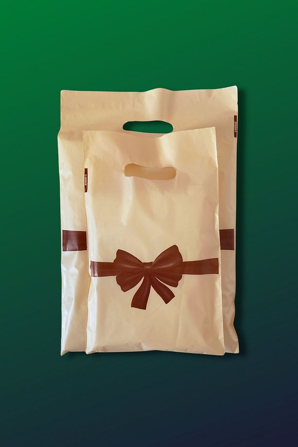 17x25 Cm Mağaza Poşeti - Kurdele Desenli Baskılı El Geçme Mağaza Poşeti 100 Adet - 4