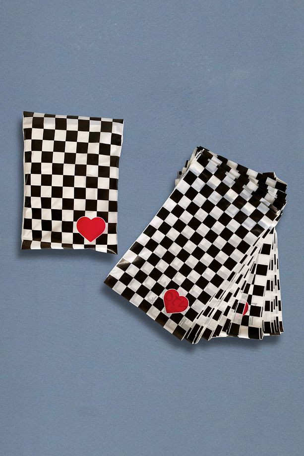 18x25 Cm Kargo Poşeti - Dama Desenli Baskılı Kargo Poşeti 100 Adet - 3