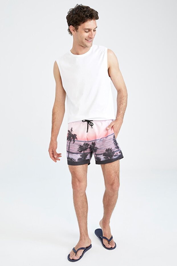 Kısa Boy Baskılı Deniz Şortu W9786az22hs - 2