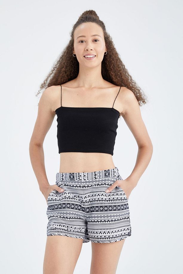 Fall In Love Etnik Desenli Beli Bağcıklı Mini Deniz Şortu T5232az22sm - 3