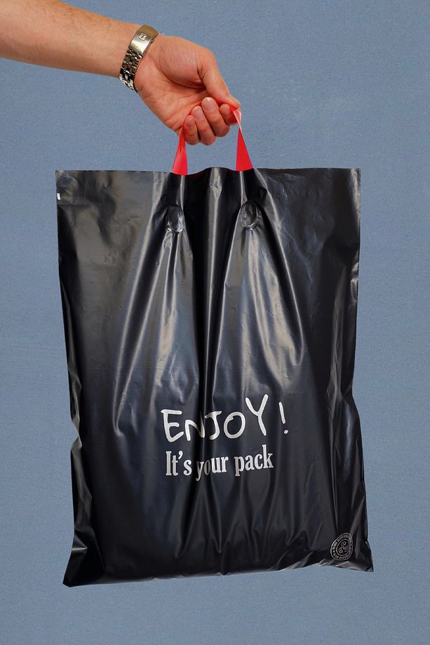 40x50 Cm Mağaza Poşeti - Hello Desenli Baskılı Kulplu Mağaza Poşeti 100 Adet - 4