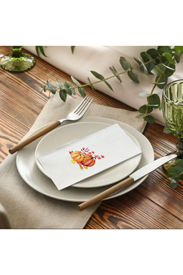 Double Pumpkin Presentation Napkin 20pcs - 2