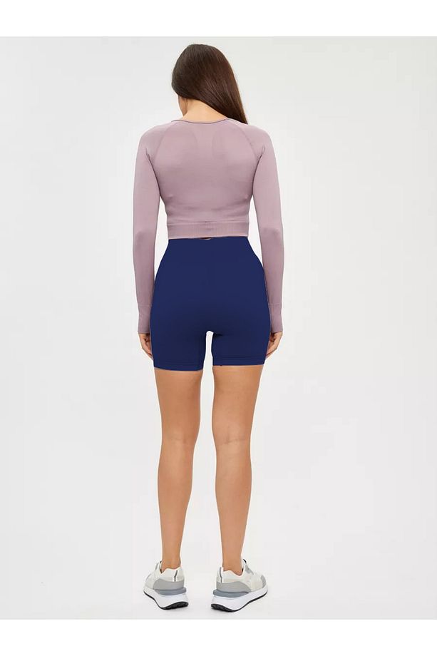 Jerovin Model Toparlayıcı Örme Seamless Push Up Etkili Kısa Şort Lacivert Renk - 5