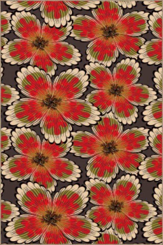 Brown Red Themed Floral Floral Patterned Creative Modern Decorative Rug 3601