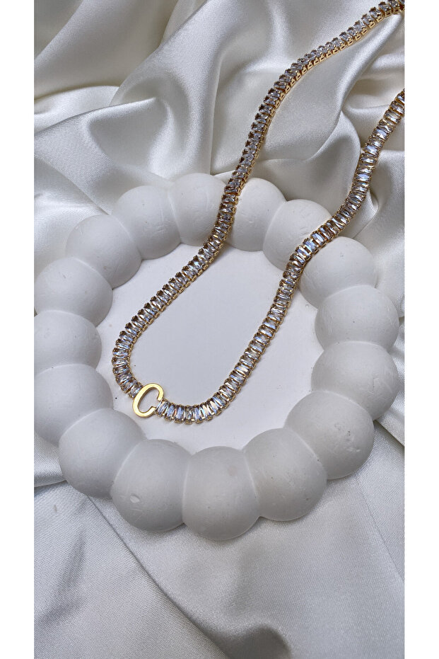 Su Yolu Çelik C Harfli Kolye - 1