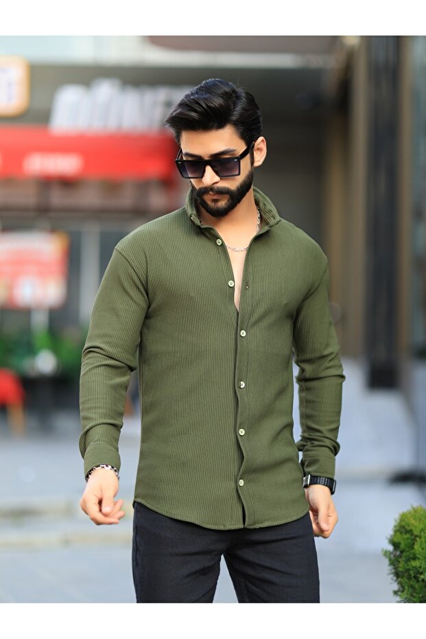 LICRALIFIED TEXTURED OWERSIZE SHIRT
