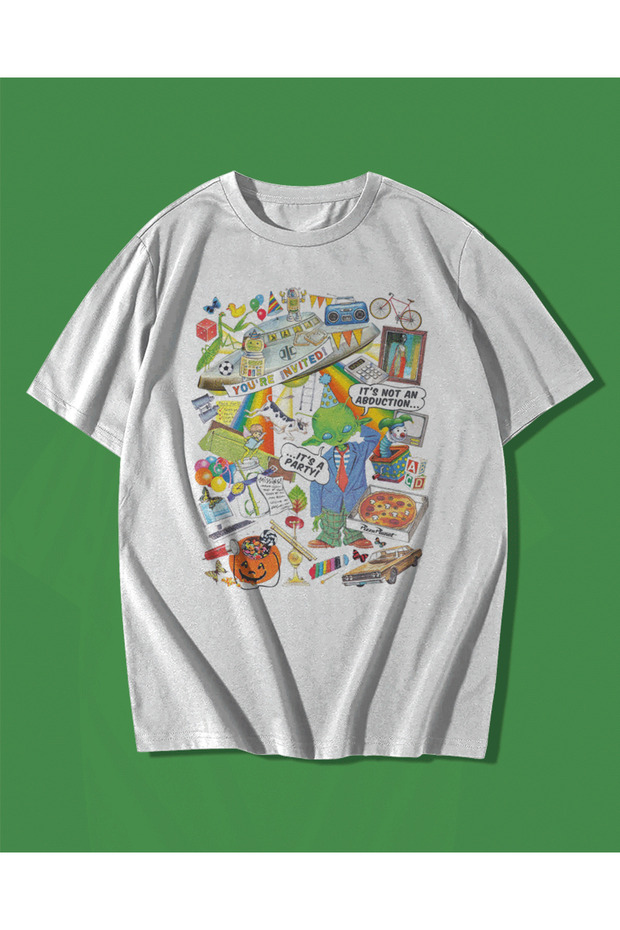 Party Alien Alien Text Sarcastic Themed Oversize Unisex White T-Shirt T-Shirt Tee