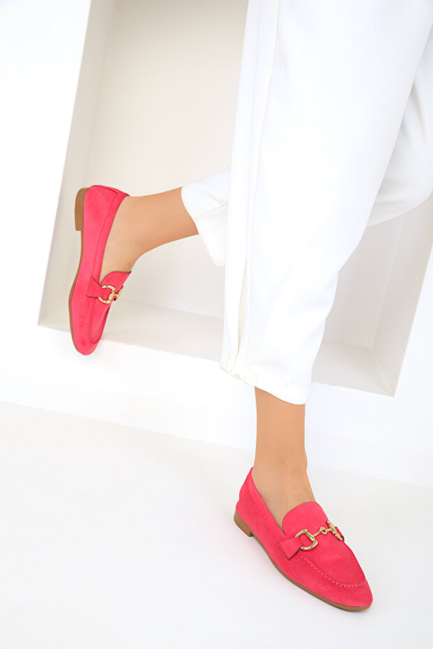 Fukszia velúr női balerinák 18930 - 4