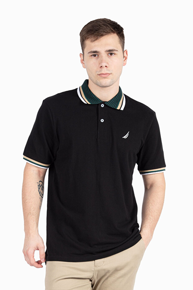 Men's Black Polo Neck T-Shirt N1K01357