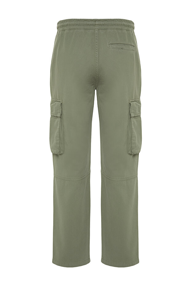 Açık Haki Unisex Regular Fit Lastikli Beli Bağlamalı Kargo Cepli Pantolon TMNSS24PL00003 - 9