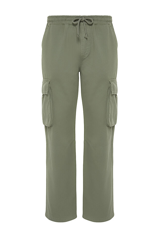 Açık Haki Unisex Regular Fit Lastikli Beli Bağlamalı Kargo Cepli Pantolon TMNSS24PL00003 - 8