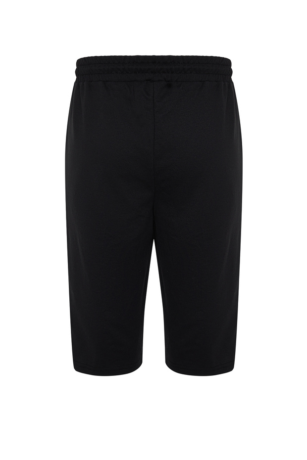 Basic Siyah Regular/Normal Kesim Uzun Boy Lastik Belli Kordonlu Şort TMNSS24SR00036 - 8