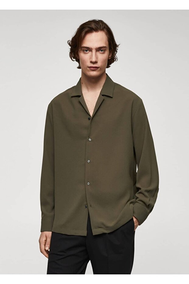 Dökümlü Bowling Yakalı Gömlek - 1