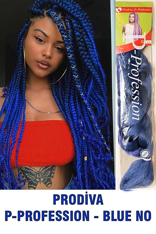 SENTETİK ÖRGÜLÜK SAÇ,AFRİKA ÖRGÜSÜ,RASTA,TWİST ÖRGÜ, BLUE, MAVİ - 1