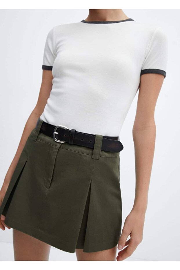 Kontrast Biyeli Tişört - 7