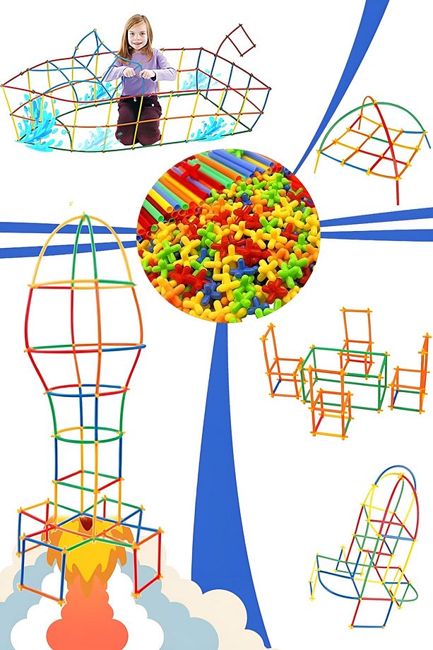 Eğitici Bambu Çubukları Yapı  300 Parça Puzzle Zeka Oyunları Kodlama Oyuncakları Tak Çıkar Oyuncak - 1