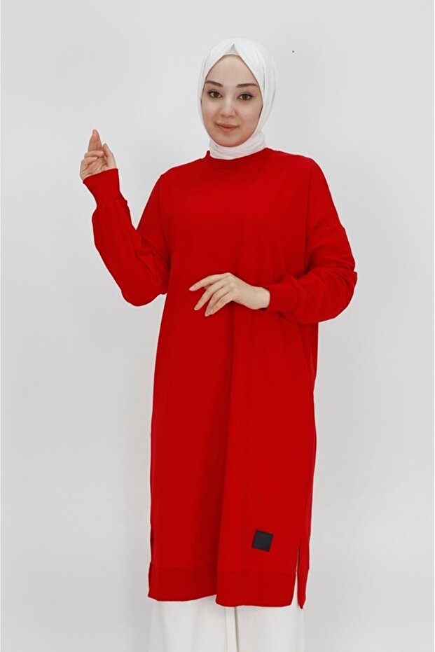 2 İp Kumaş Uzun Boy Basic Sweatshirt - 1