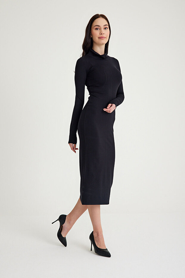 Mh Streç Midi Boy Elbise - 3