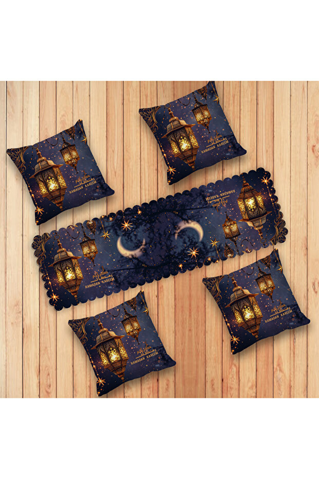 Ramadan Kareem Ramadan Themed Table Runner and Cushion Cover Set
