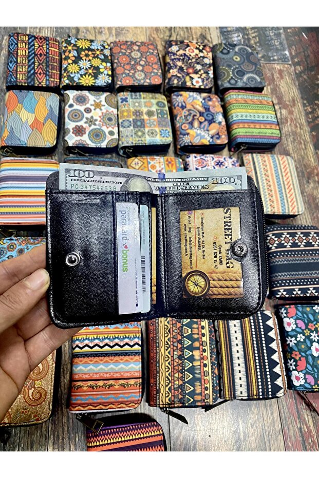 محفظة مفيدة منقوشة على شكل قطة مع حجرة - 2