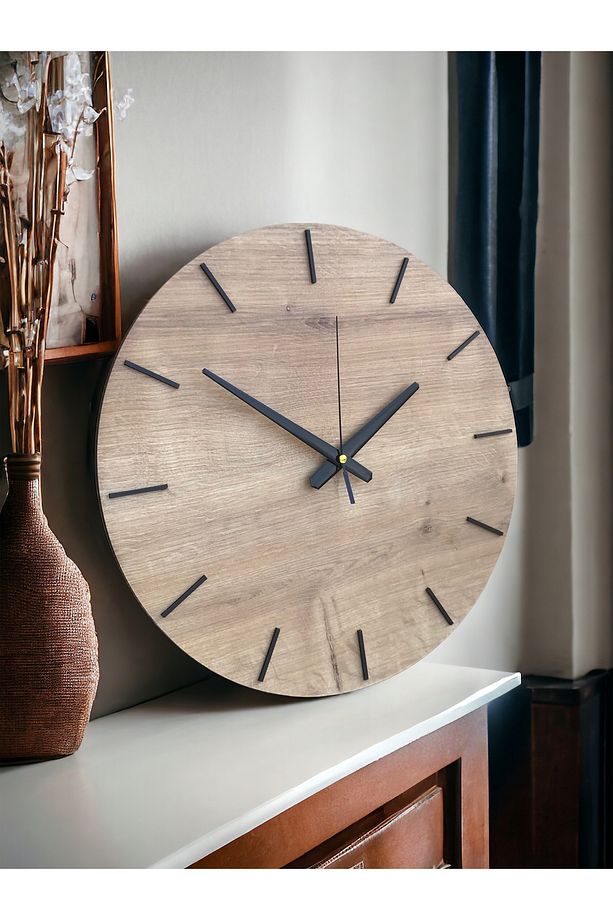 Ahşap Minimalist Sade Dekoratif Duvar Saati Bohem Soyut Duvar Saati - 5