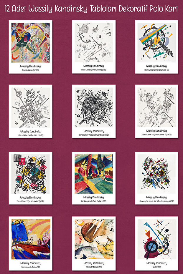 Wassily Kandinsky Paintings 12 Pieces Decorative Polo Cards - Art Poster Cards