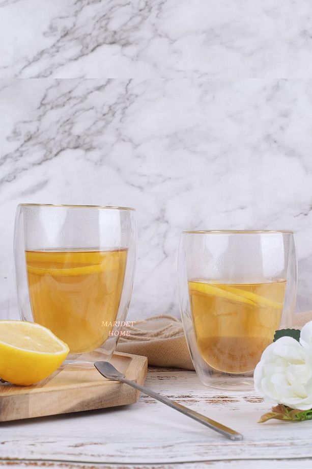 Çift Cidarlı Bardak 300 ml Ev Ofis Çay Fincanı Kahve Sunum Bardağı 4 Adet - 3
