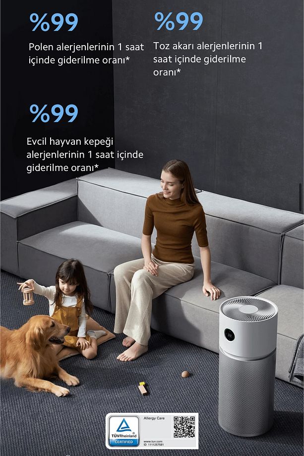 Ultra Performanslı 125m2 Etkili Alan, 3ü Birarada Filtreli Elite Hava Temizleyici, Lambader Hediye - 6