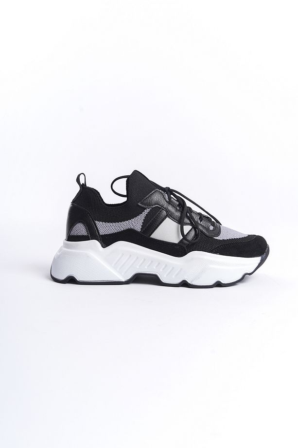 Alexia Kadın Sneaker Yüksek Taban Bağcıklı Triko spor Ayakkabı - 6