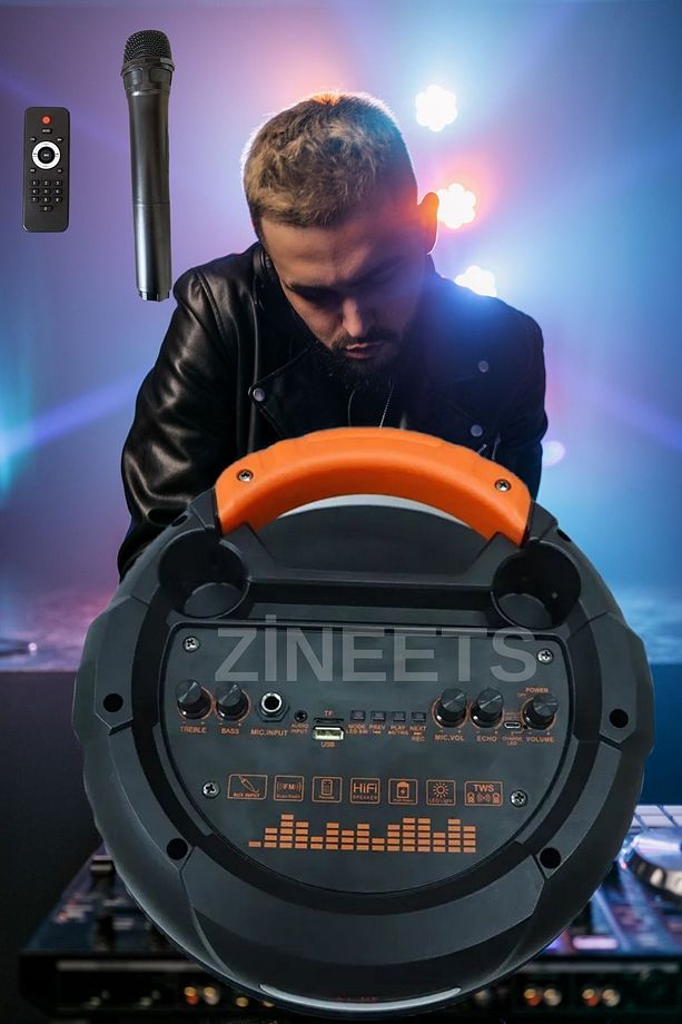 Siyah Işıklı Büyük Boy Party Box Bluetooth Hoparlör Taşınabilir Şarjlı Ses Sistemi RADYOLU Karaoke - 2