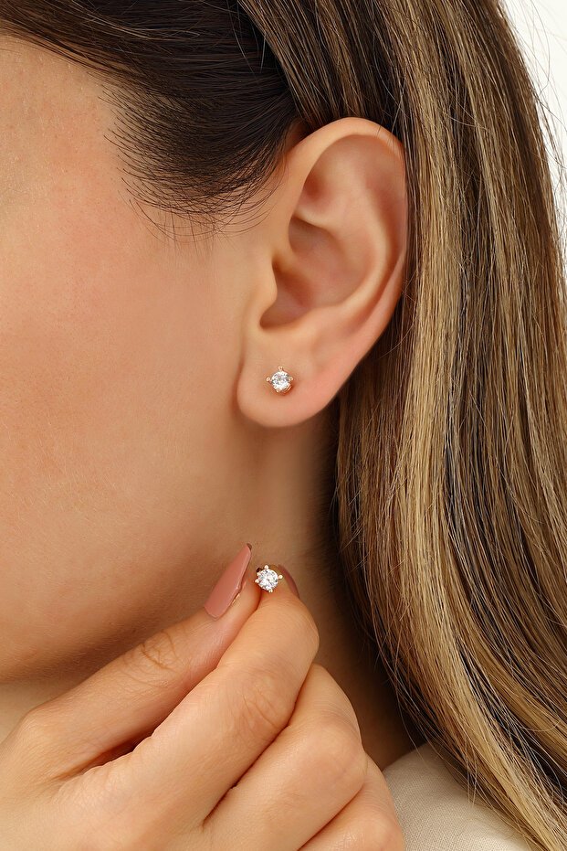 3 Mm Tektaş Küpe - 1