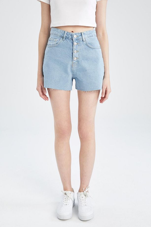 Mom Fit Yüksek Bel Jean %100 Pamuk Şort Y0224az22sm - 1