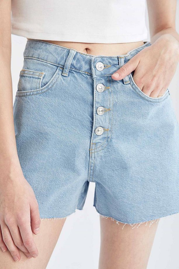 Mom Fit Yüksek Bel Jean %100 Pamuk Şort Y0224az22sm - 5
