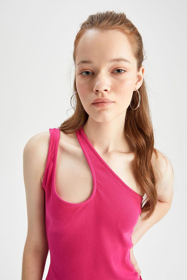 Coool Bodycon Tek Omuzlu Kaşkorse Basic Düz Mini Elbise Y7766az22hs - 3