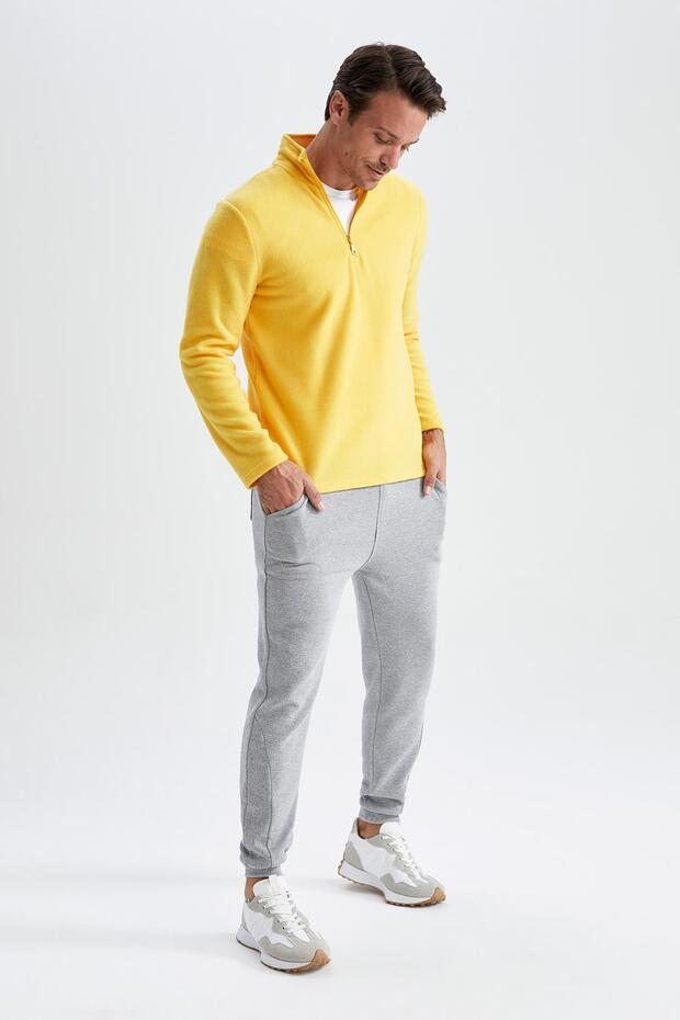 Fleece-Sweatshirt mit normaler Passform und Stehkragen und halbem Reißverschluss Y3996az22au - 2