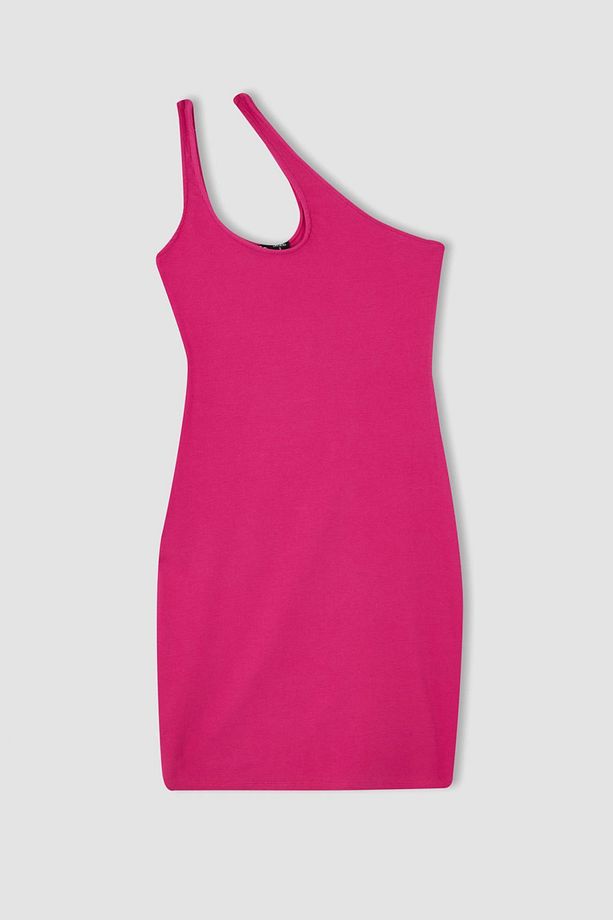 Coool Bodycon Tek Omuzlu Kaşkorse Basic Düz Mini Elbise Y7766az22hs - 6