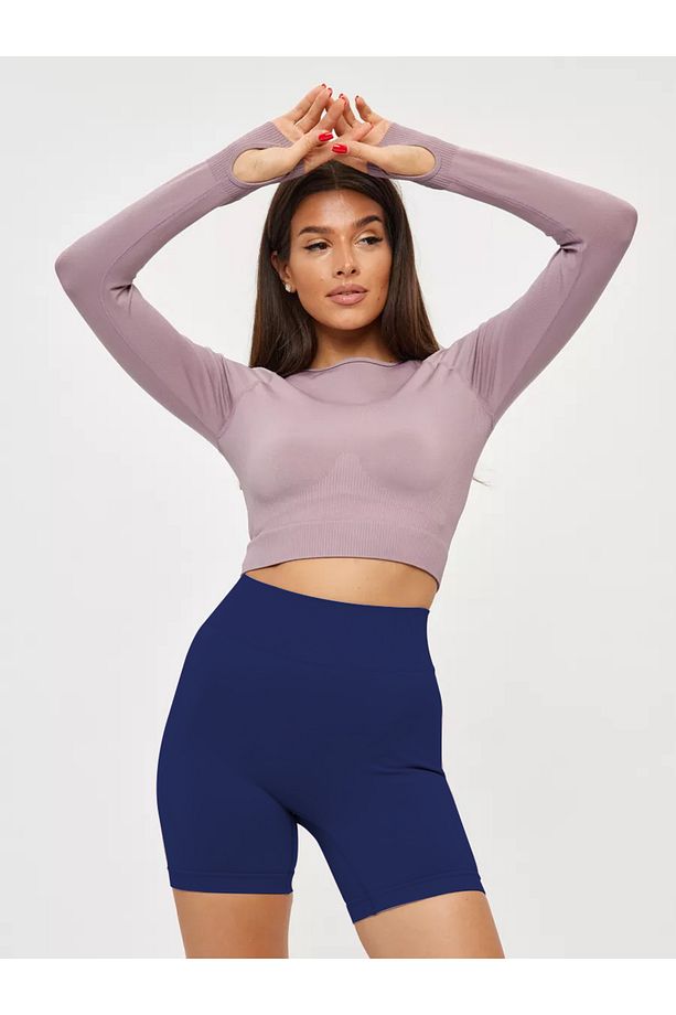 Jerovin Model Toparlayıcı Örme Seamless Push Up Etkili Kısa Şort Lacivert Renk - 1