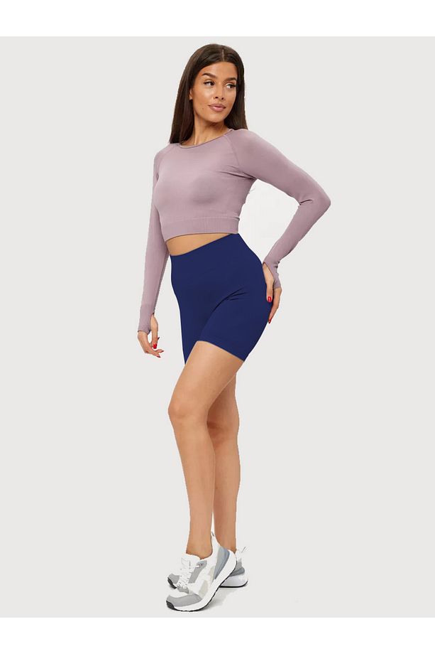 Jerovin Model Toparlayıcı Örme Seamless Push Up Etkili Kısa Şort Lacivert Renk - 6