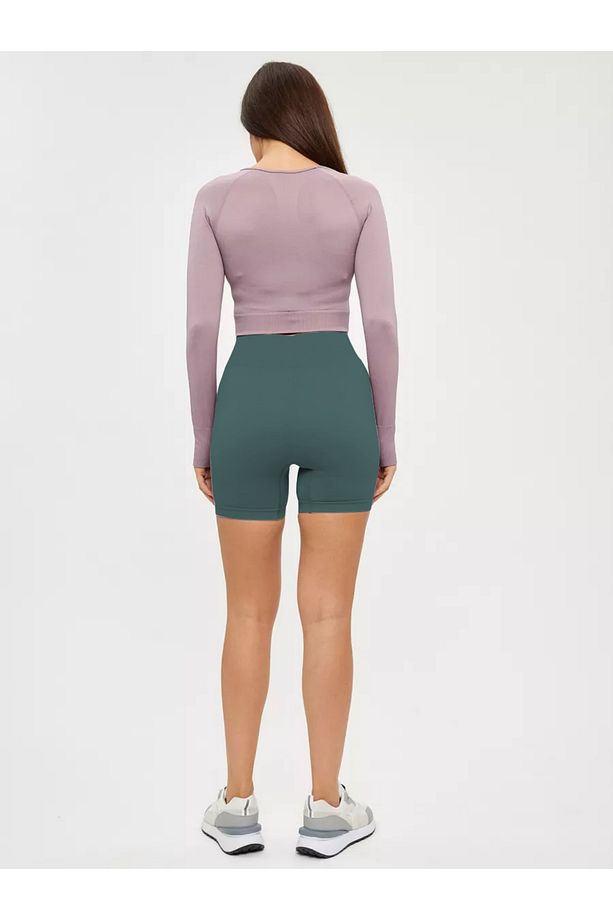 Jerovin Model Toparlayıcı Örme Seamless Push Up Etkili Kısa Şort Grimavi Renk - 3