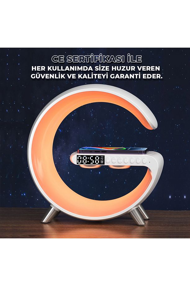 RGB Çalar Saatli Gece Lambası Fonksiyonlu BT Destekli Çağrı Cevaplayabilen Hoparlör - 7
