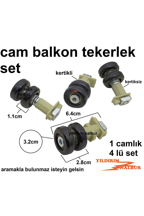 4 ADET CAM BALKON TEKER KERTKLİ KERTİKSİZ TEK CAMLIK SET KATLANIR CAM TEKERLEK - 2