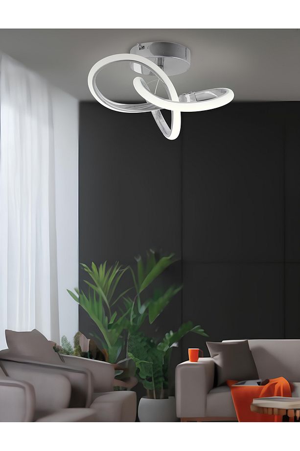Modern Plafonyer Tavan Boomerang Led Avize Krom Ledli Avize - 1