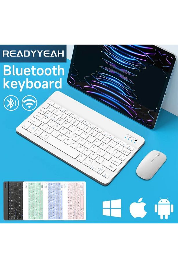 Tüm Cihazlara Uyumlu Akıllı Taşınabilir Şarj Edilebilir Kablosuz Bluetooth Klavye ve Mause Seti - 3