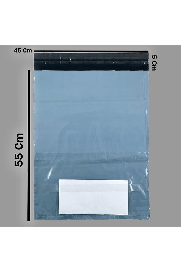 45x55+5 Ölçülerinde Baskısız Gri Renk Cepli 4 Numara  0,5 Mikron Kargo Poşeti 100 Adet - 1