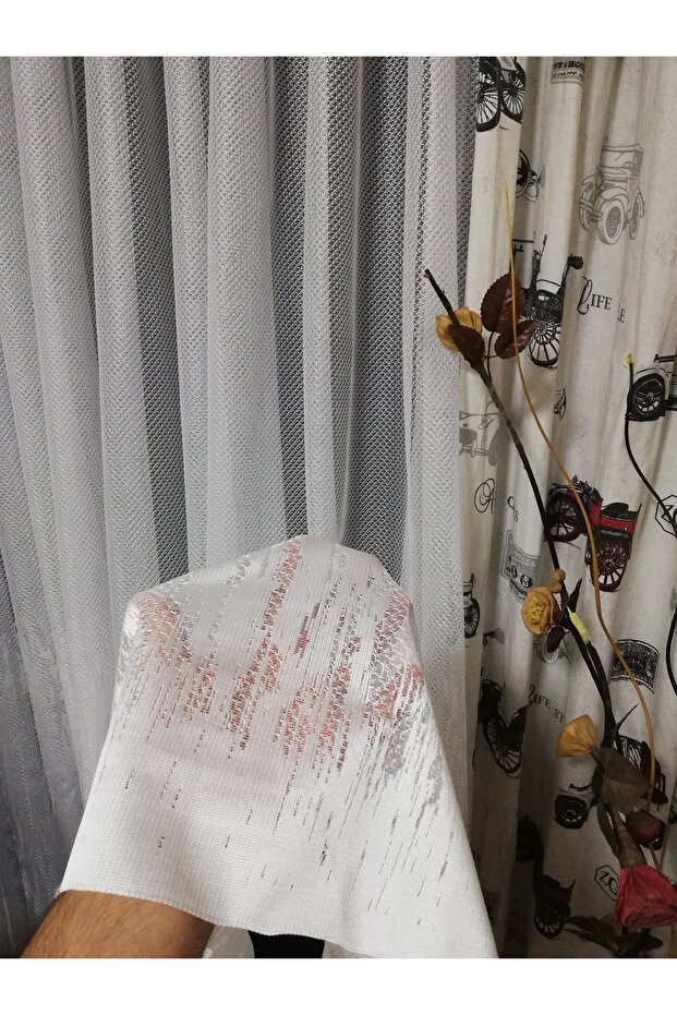 Tac Ready to Use Flame PatternedSparse Battery?1x2 Tulle Curtain - 7