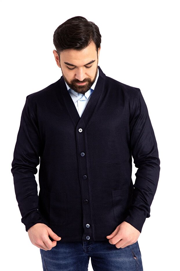 En Baba Ince Yün Triko Örgü Hırka - 2