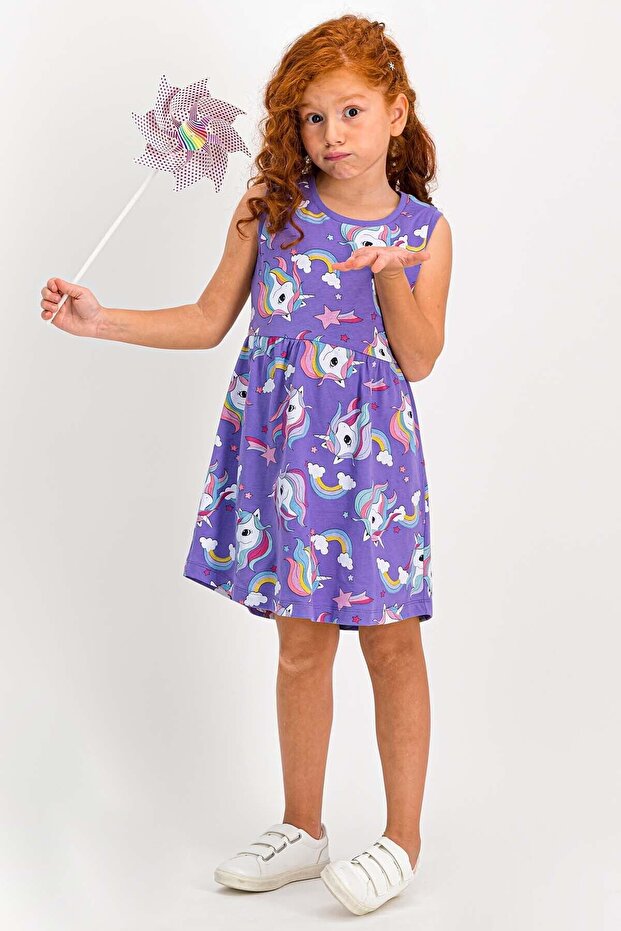 Jednorog krem haljina za devojčice - 2