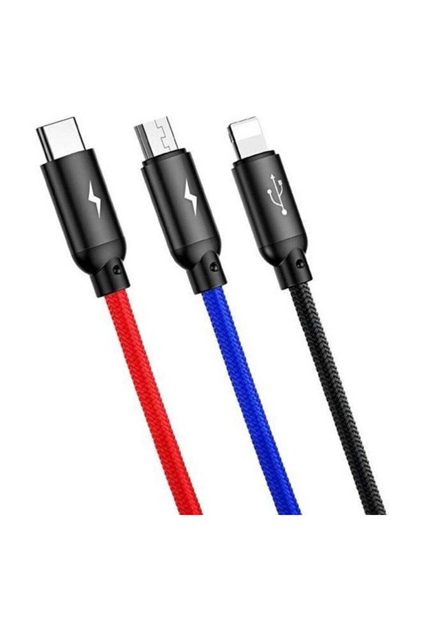 iPhone Lightning, Micro, Type C 30 cm Şarj Kablosu 3ü1 Arada - 2