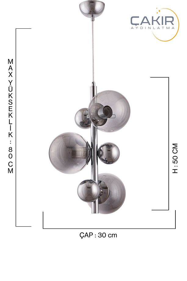 Salkım 3 Lü Gümüş (KROM) Kaplama Sarkıt Modern Avize - Çakır Avize - 4